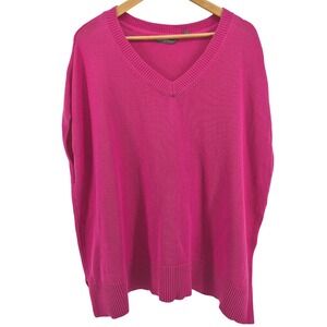 Ulla Popken Pink V Neck Oversized Knit Sweater Vest Top Womens Size 24/26 Layer